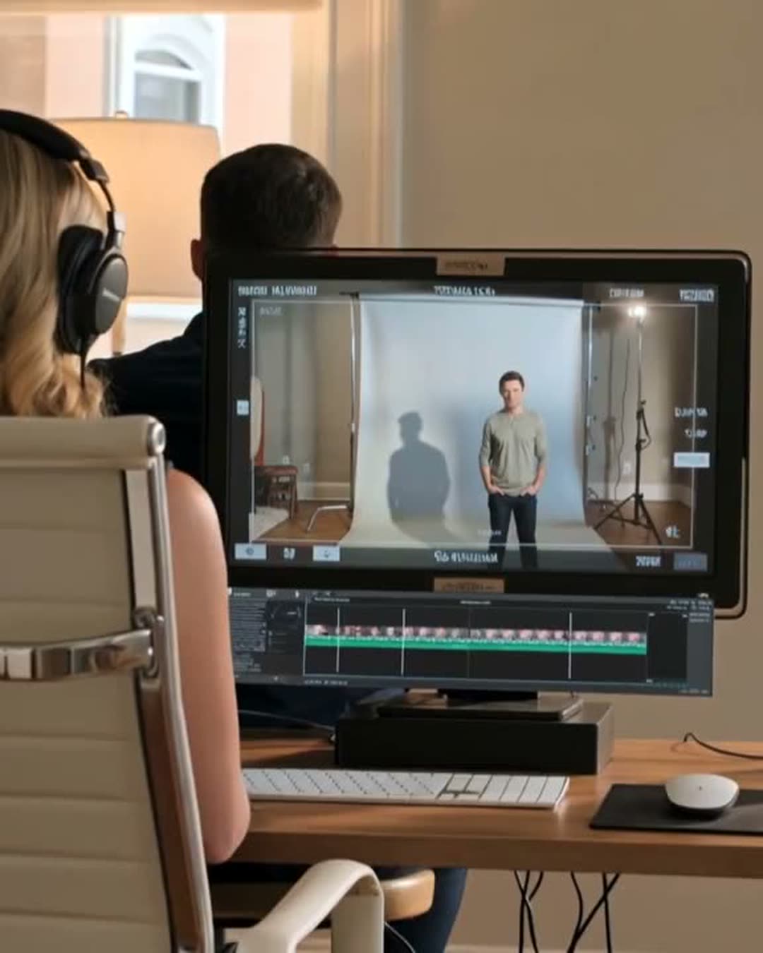 Editing suite where reels are cut, captioned, and scheduled