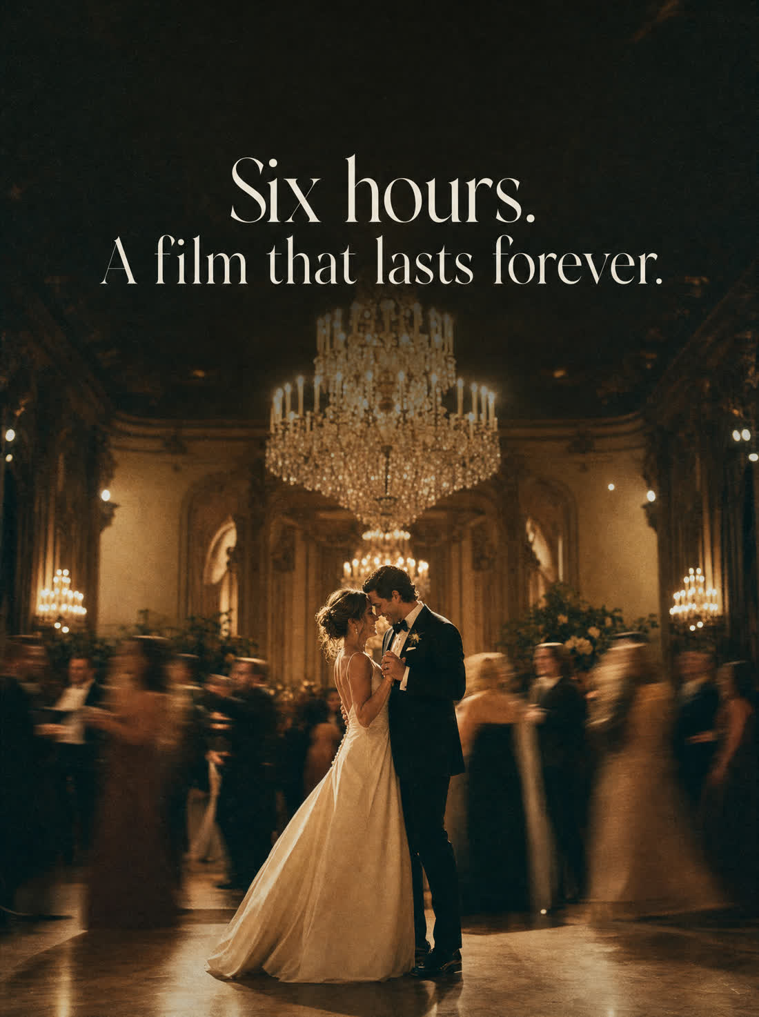 Couple's first dance under warm string lights